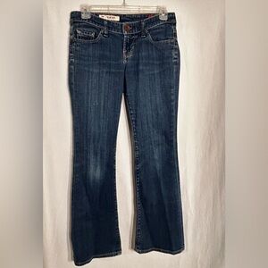 WOMENS SIZE 0 WAIST 29 X2 SLIM SIZE LOW RISE FLARE LEG DARK BLUE DENIM JEANS